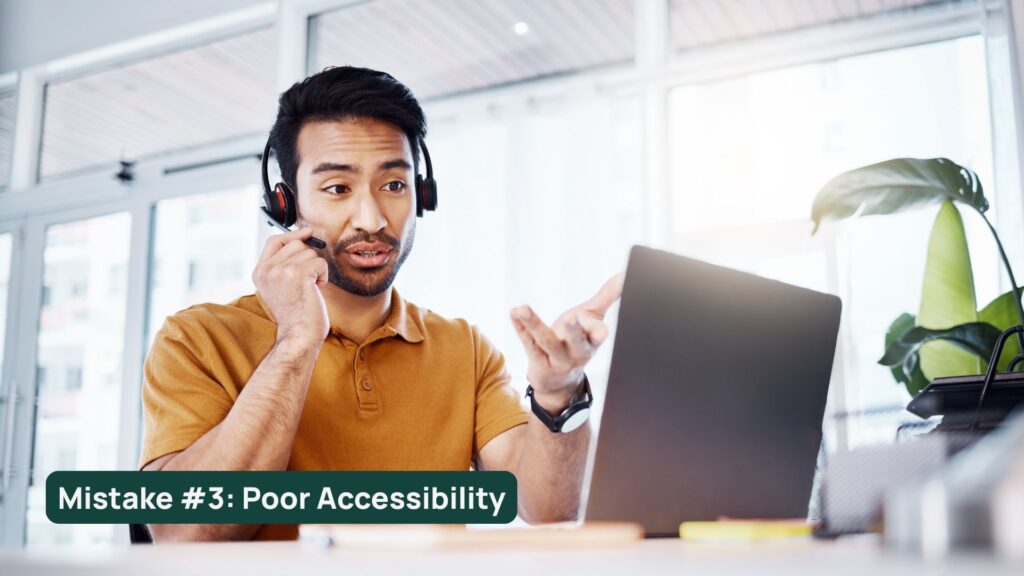 Sales person on laptop with headset