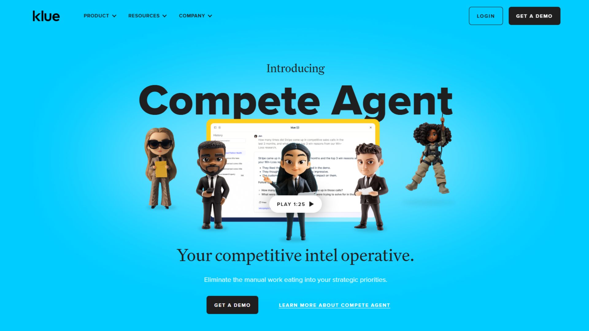 Klue Competitor Battlecard Platform Website Screenshot