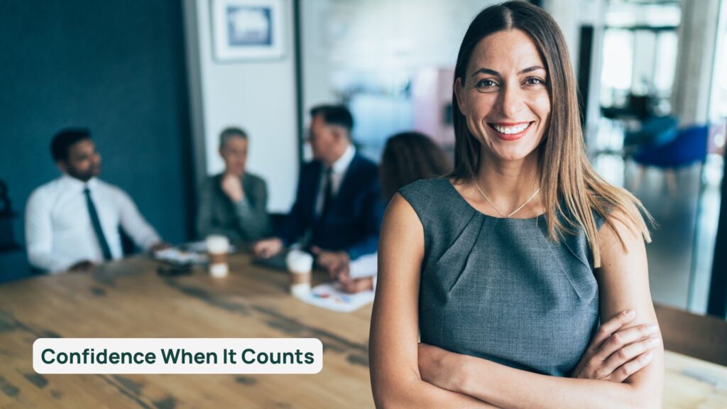 Sales woman standing confidently