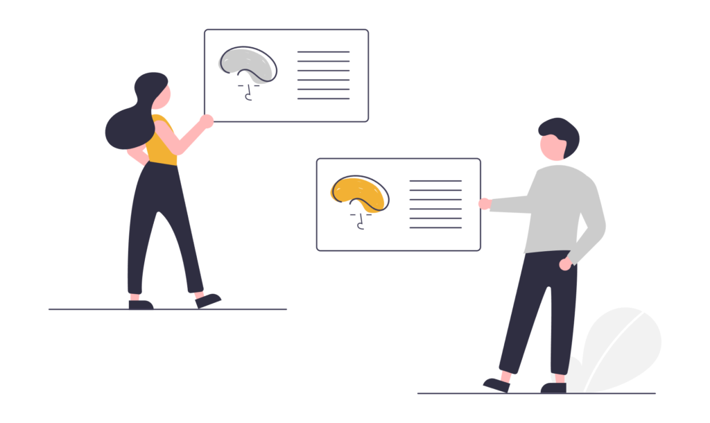 illustration of sales people reflecting on competitive intelligence