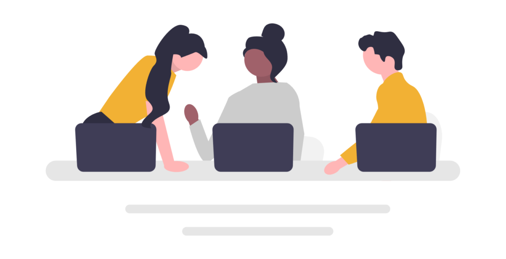 illustration of sales team at computers