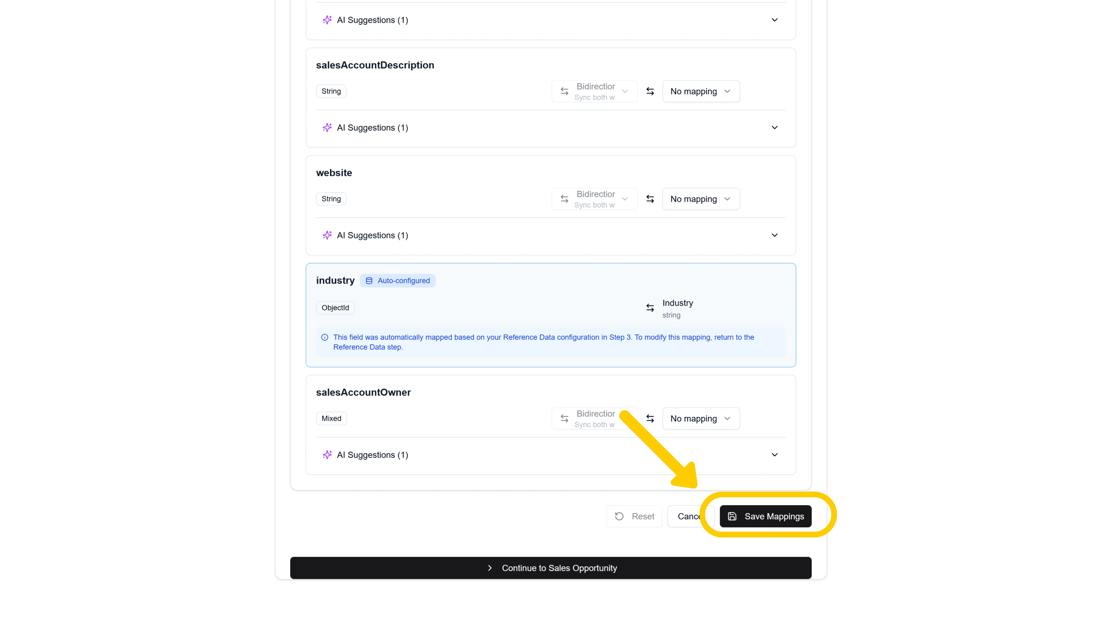 Playwise HQ screenshot to save final mappings for Hubspot integration
