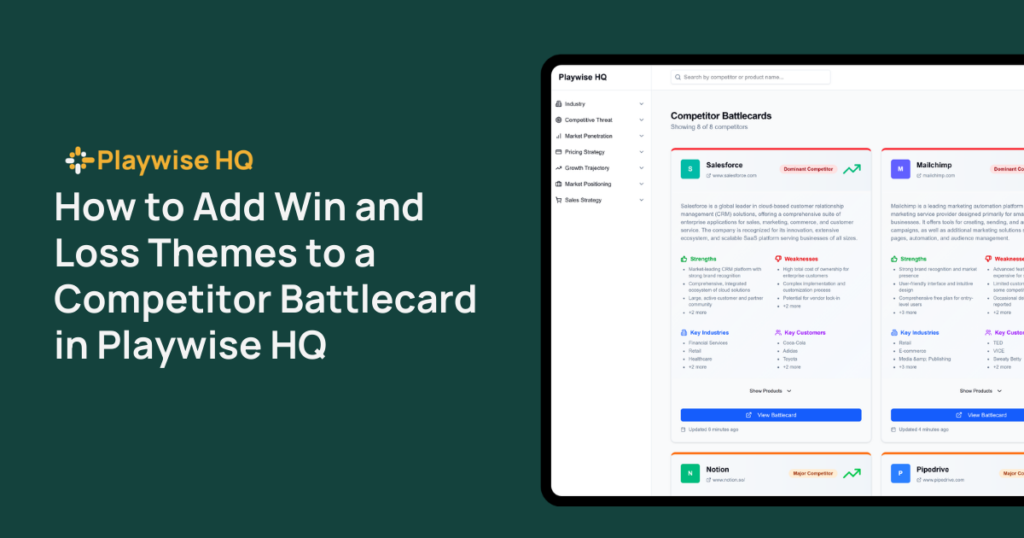 Playwise HQ - How to Add Win and Loss Themes to a Competitor Battlecard - Featured Image