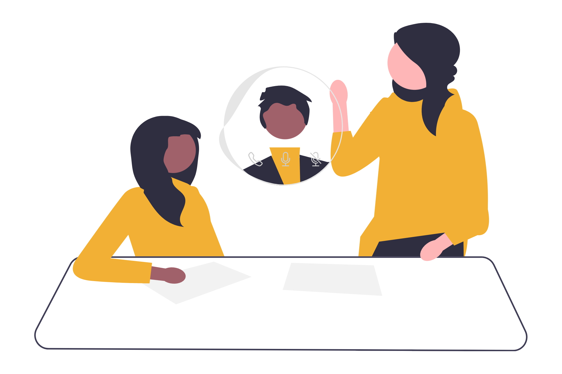 illustration of sales colleagues talking