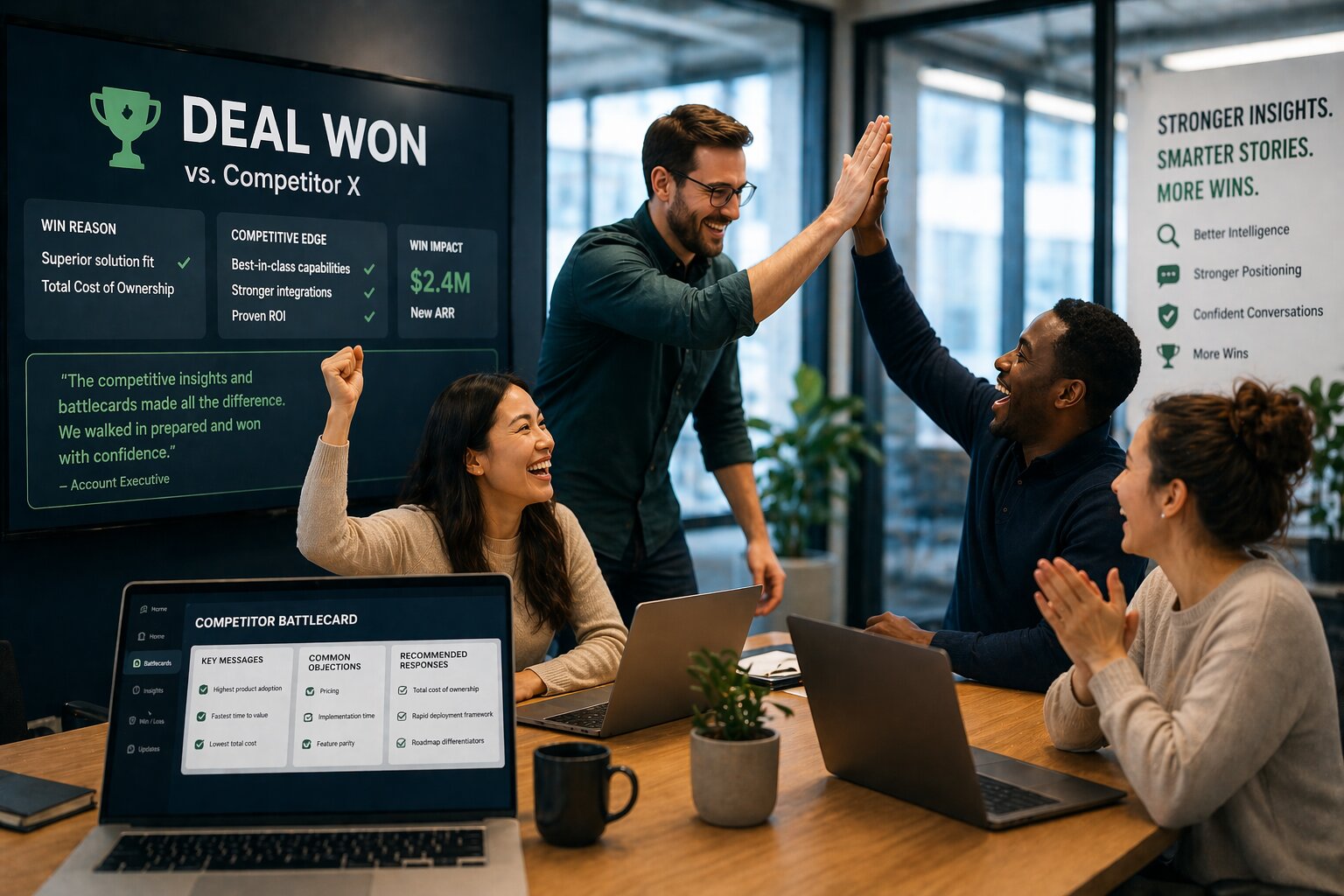 Image showing a sales team winning a competitive deal