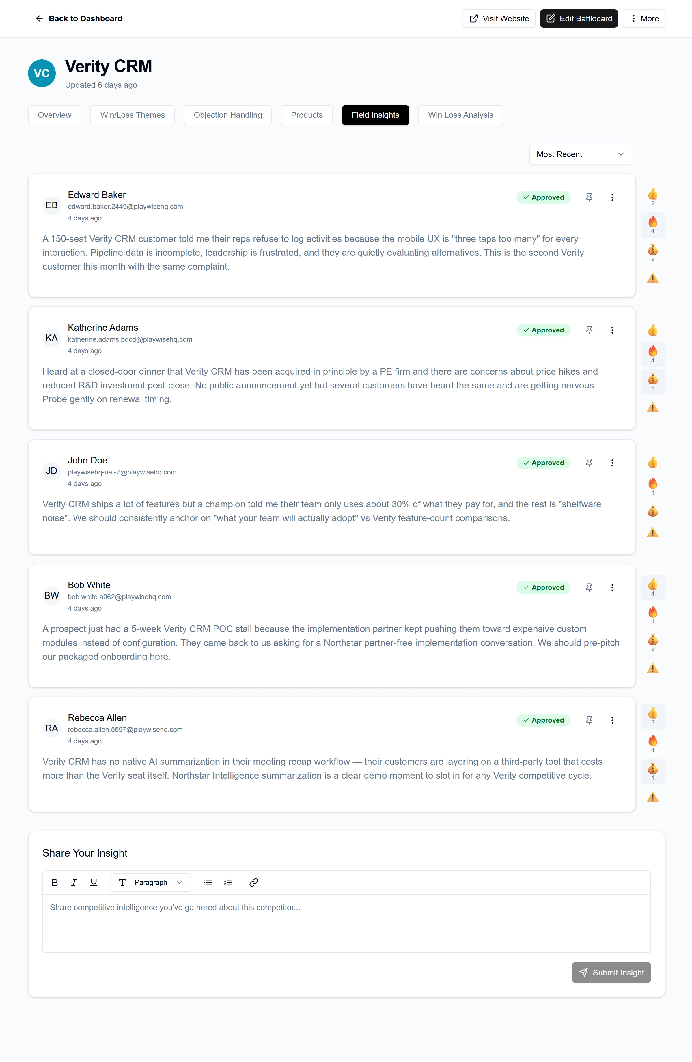 Playwise HQ Field Insights Narrow View Screenshot
