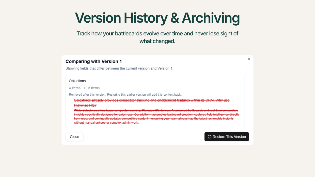 Playwise HQ Version History & Archiving