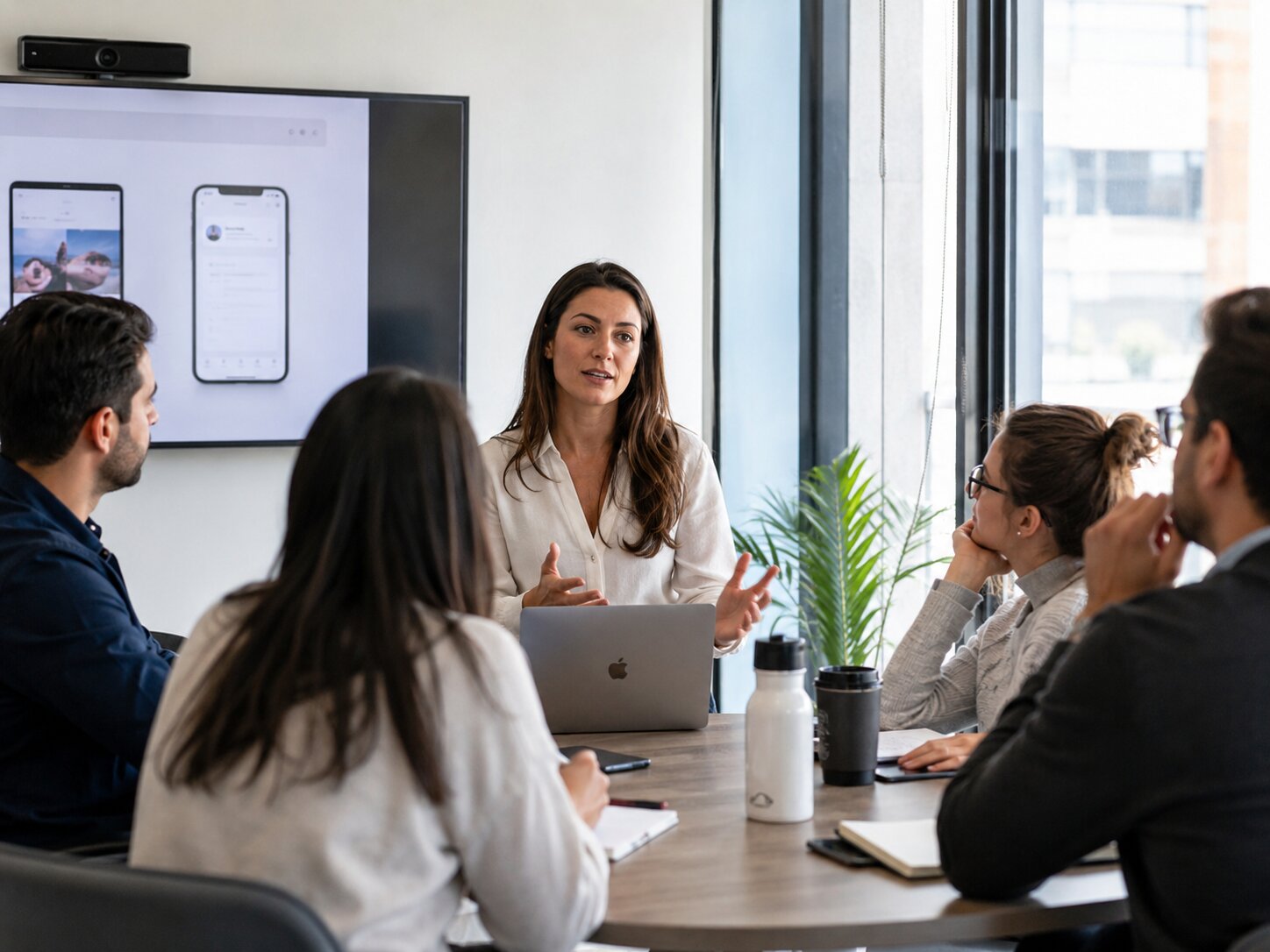 Sales Rep in the middle of a product demonstration