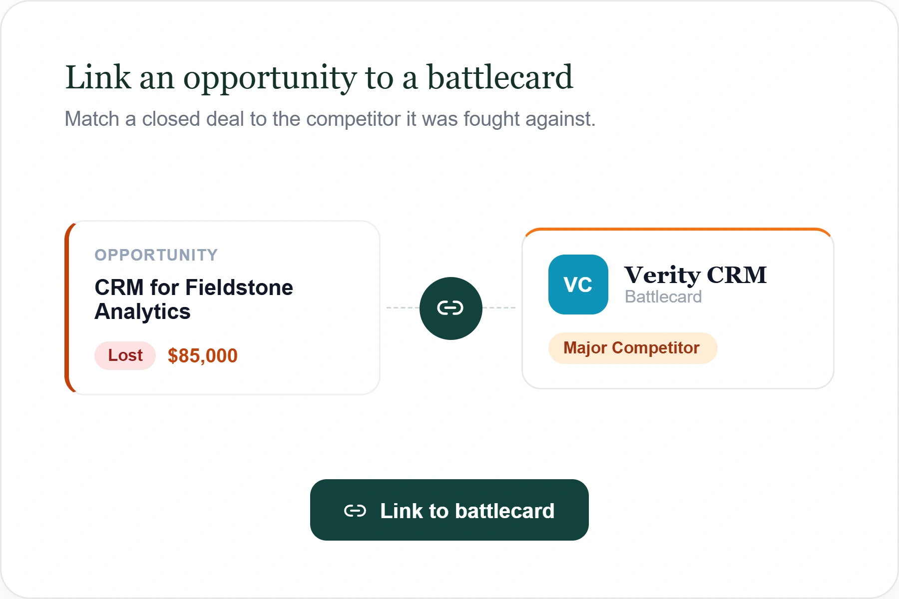 Link a CRM opportunity to a Battlecard