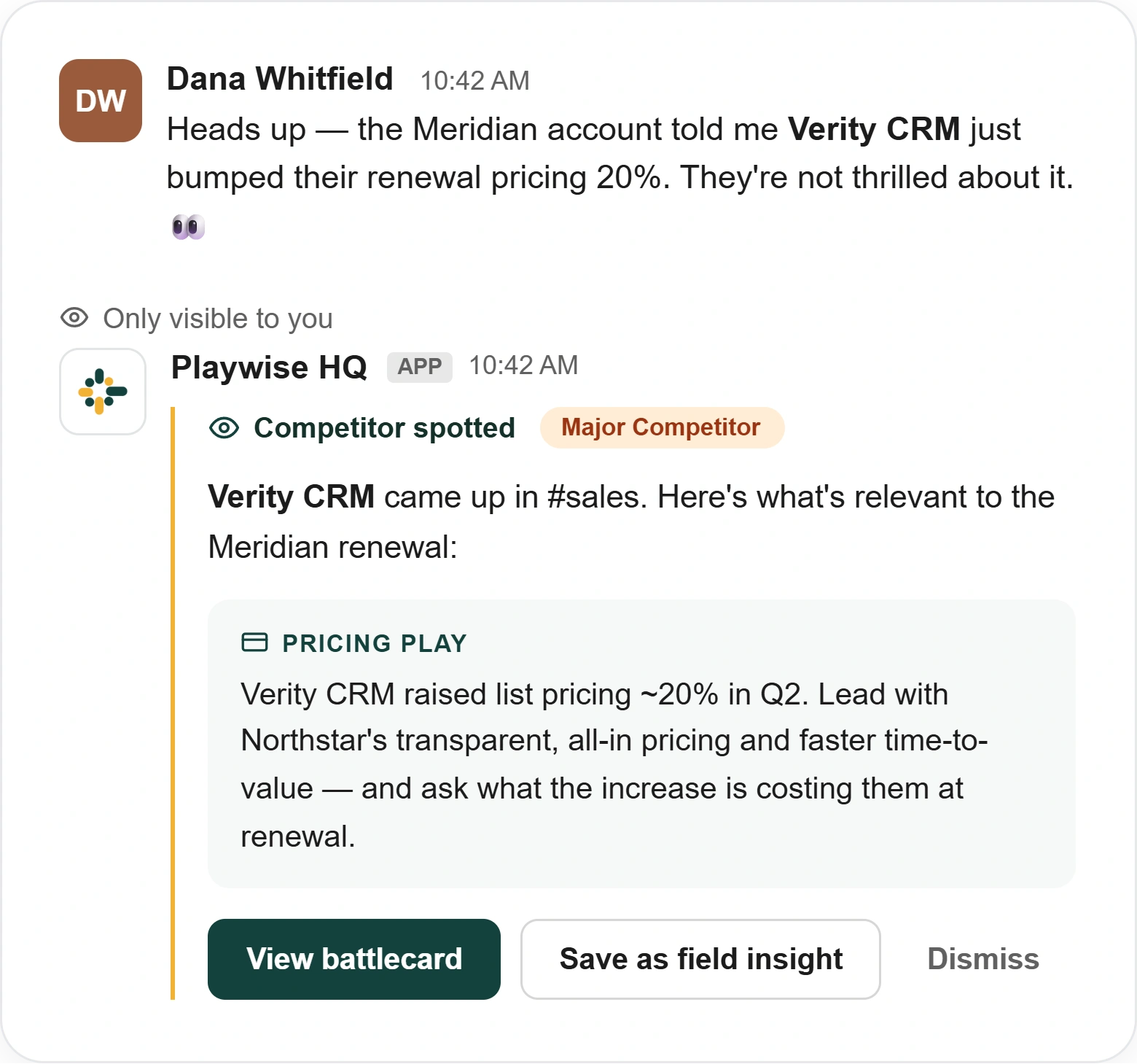 Playwise HQ - Competitive Listening in Slack